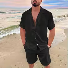 Linen Two Piece Men's Set