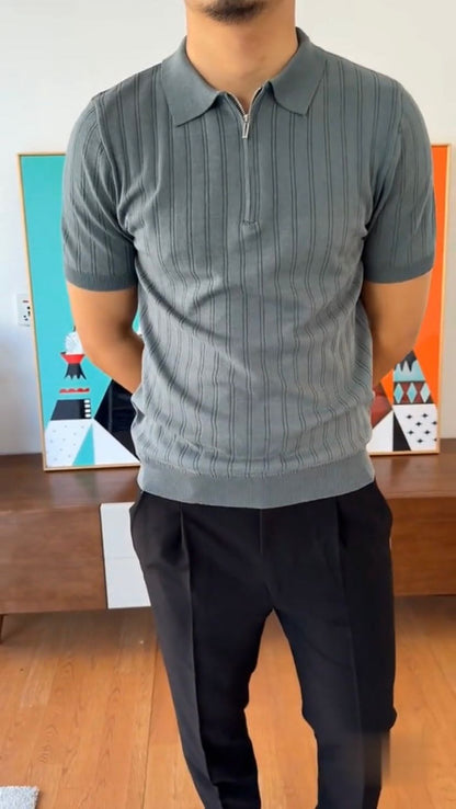 Textured Half-Zip Polo Shirt
