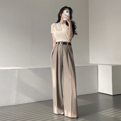Korean High-Waist Wide Leg Trousers