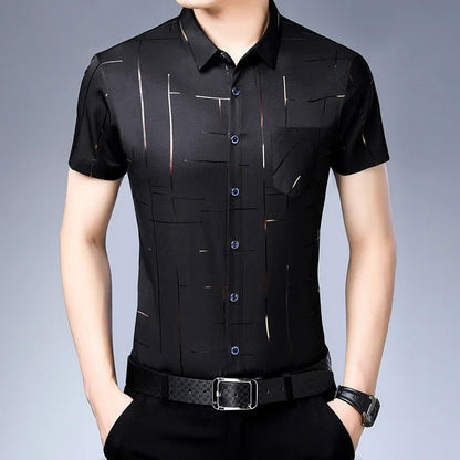 Casual Short Sleeved Shirt No Iron and Wrinkle Resistant Top