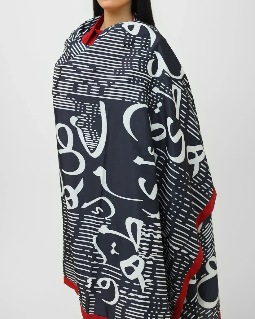 Ruby Noir Calligraphy 3-Piece Ensemble