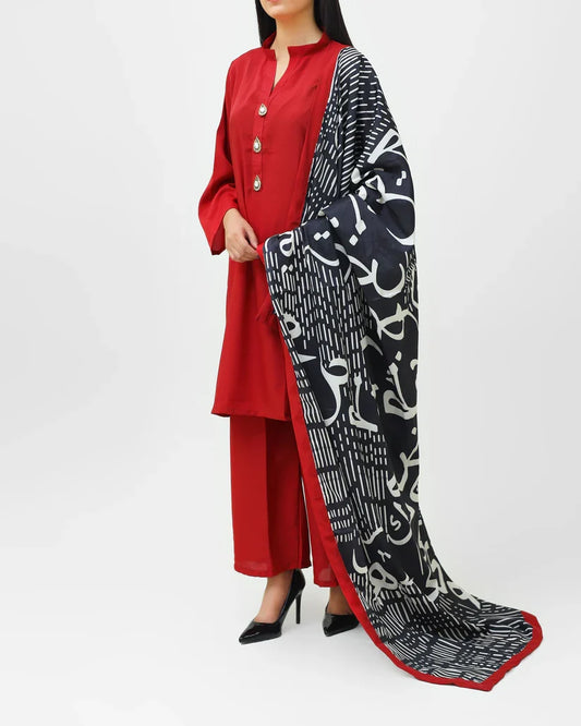Ruby Noir Calligraphy 3-Piece Ensemble